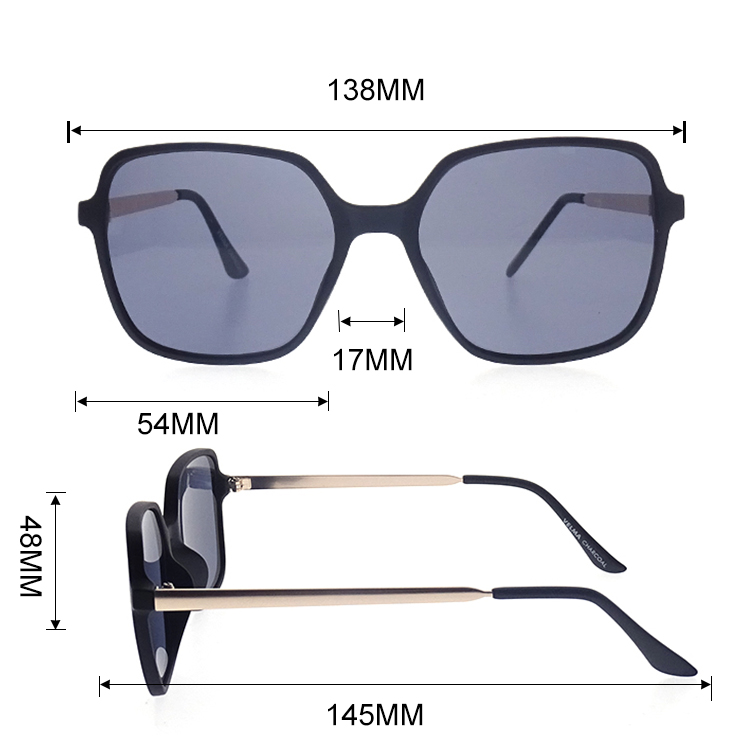 Gafas de sol de gran tamaño para damas Marco de PC cuadrado Lente de PC LS-P1351