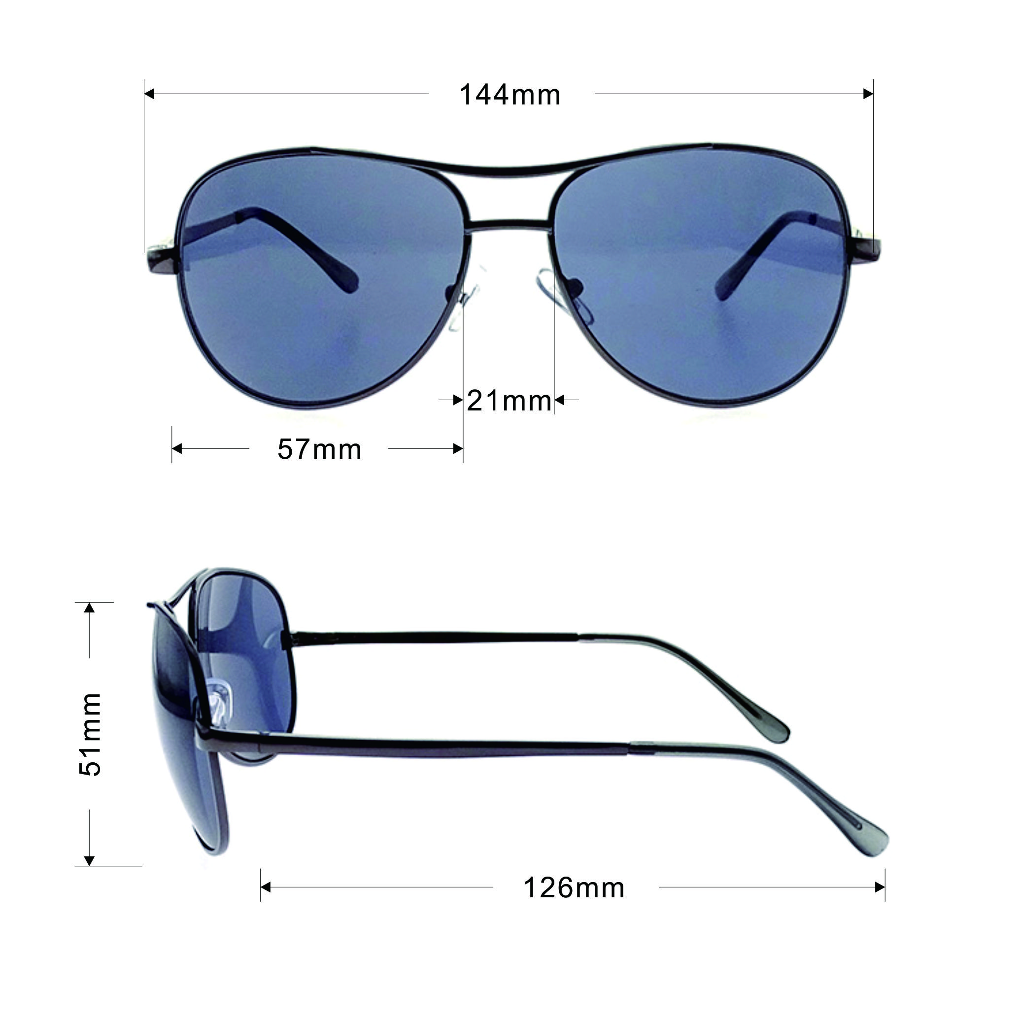 Gafas de sol de moda negro Unisex Gafas de sol Aviator EXCEDIVE LS-M294